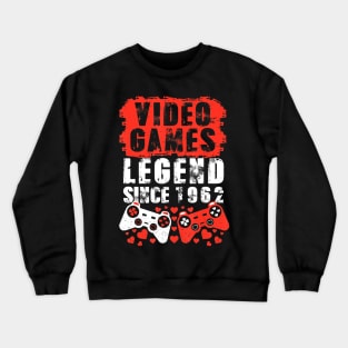 Gaming 1962 Birthday Video Games Birthday Gamer Crewneck Sweatshirt